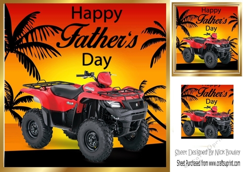 quad bike with sunset and palm trees 8x8 (FATHERS DAY)