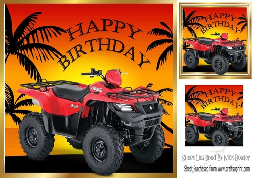 quad bike with sunset and palm trees 8x8 (BIRTHDAY)