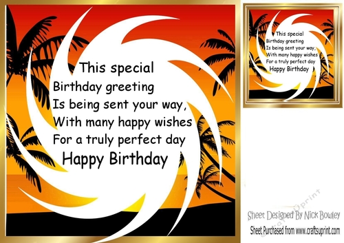 sunset and palm trees 8x8 (BIRTHDAY insert/card front