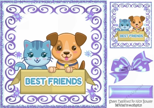 Best of friends in scroll frame 8x8 (purple)
