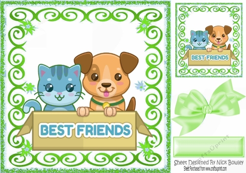 Best of friends in scroll frame 8x8 (green)