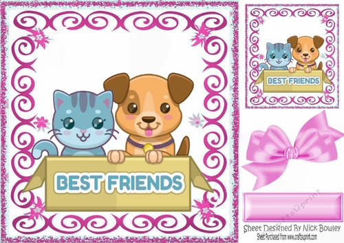 Best of friends in scroll frame 8x8 (pink)