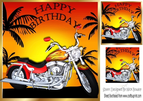 customised bike with sunset and palm trees 8x8 (BIRTHDAY)