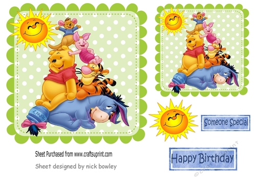 Pooh bear  with naughty friends topper