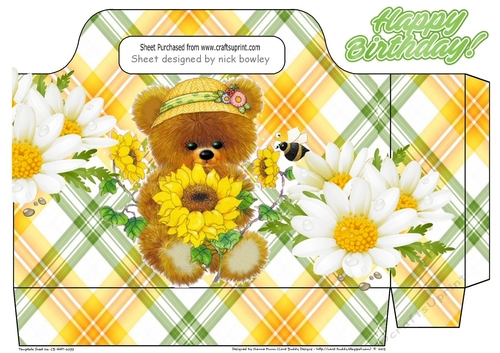 Cute little fuzzy bear with daisies tote gift bag