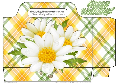  daisies with yellow green tartan tote gift bag