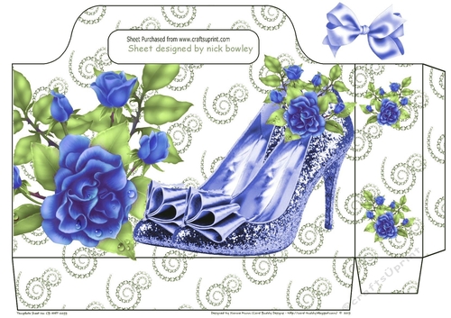 Pretty razzle dazzle blue shoes and roses tote gift bag