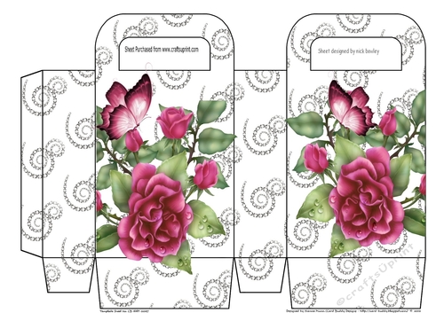 Pretty pink rose and diamante swirls gift bag