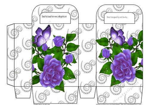 Pretty purple rose and diamante swirls gift bag