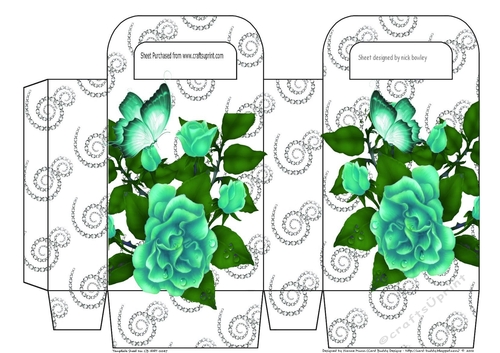 Pretty turq rose and diamante swirls gift bag