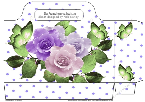 Pretty lilac/pink roses with butterflies and polkadots tote gift bag