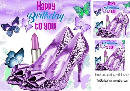 pretty purple sparkle shoes with butterflies 8x8