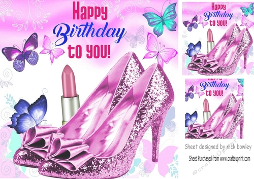 pretty pink sparkle shoes with butterflies 8x8