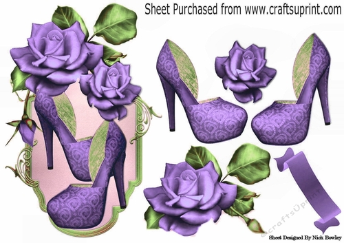 pretty purple shoes with purple roses topper