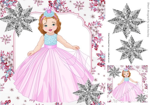 pretty princess in pink with silver stars 8x8