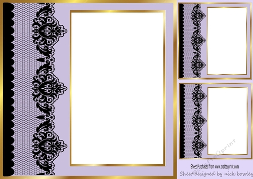 Pretty purple black lace border window 8x8 frame
