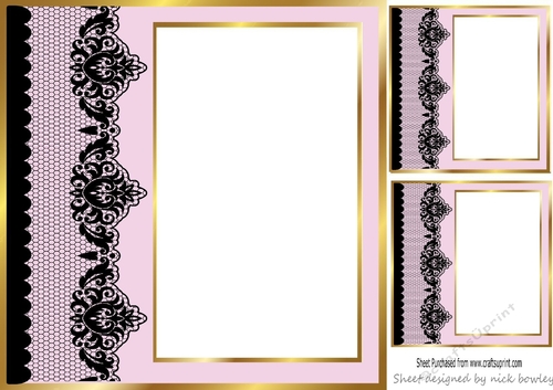 Pretty pink black lace border window 8x8 frame