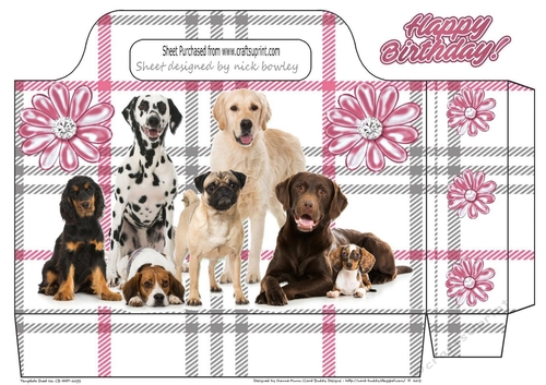 Lots of cute dogs on pink check tote gift bag