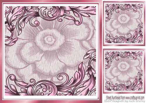 pink retro scroll 8x8 card front frame