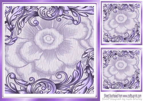 purple retro scroll 8x8 card front frame