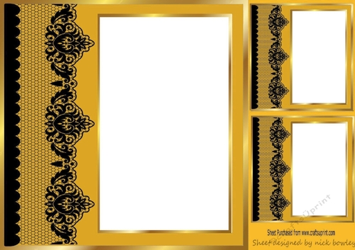 Pretty gold black lace border window 8x8 frame
