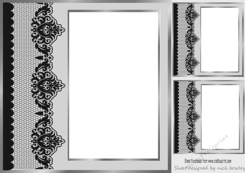 Pretty silver black lace border window 8x8 frame
