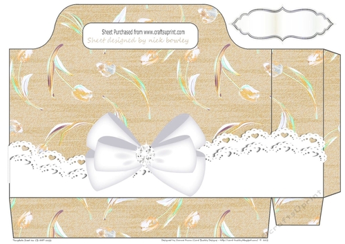 Gold Denim effect with flowers and lace with bow tote gift bag