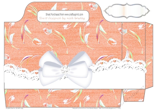 Orange Denim effect with flowers and lace with bow tote gift bag