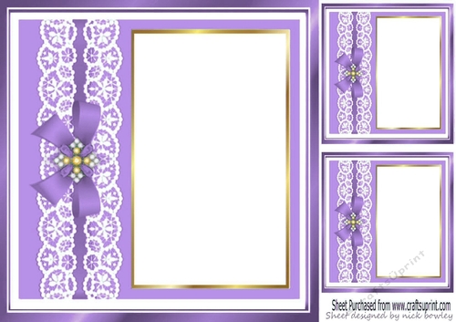 purple with lace and bow with window 8x8 card front frame