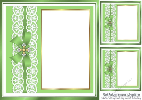 green with lace and bow with window 8x8 card front frame