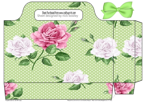 Pink/white roses green dots tote gift bag