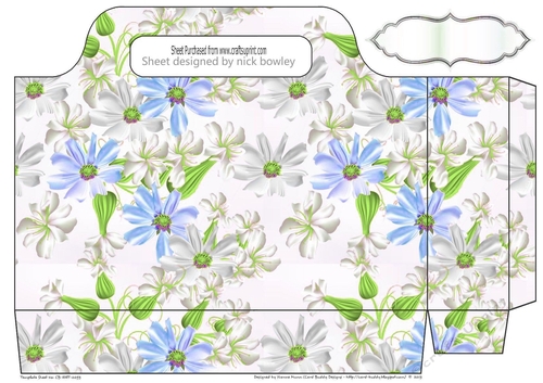 pretty mixed blue and white flowers tote gift bag