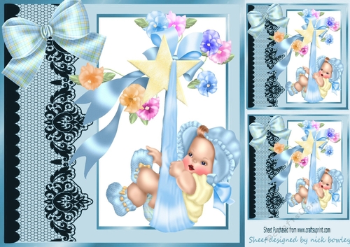 Pretty pink black lace border with baby boy on swing 8x8 frame