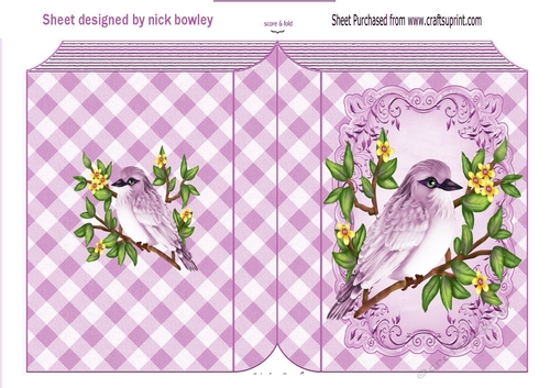 pretty lilac bird on a branch ornate folded book