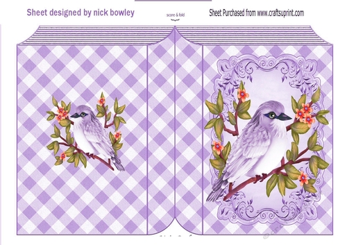 pretty purple bird on a branch ornate folded book