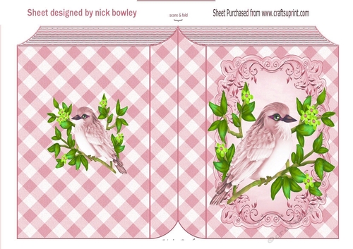 pretty pink bird on a branch ornate folded book