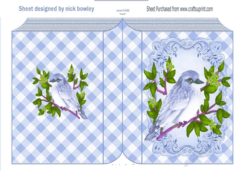 pretty blue bird on a branch ornate folded book