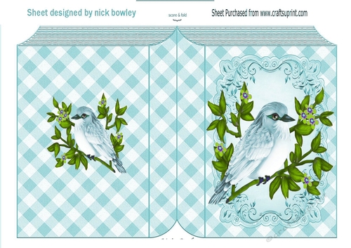 pretty turq bird on a branch ornate folded book