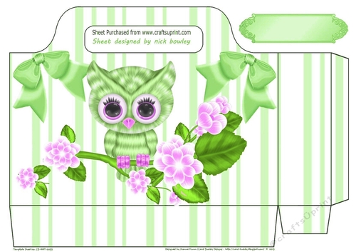 pretty owl with green bows striped tote gift bag