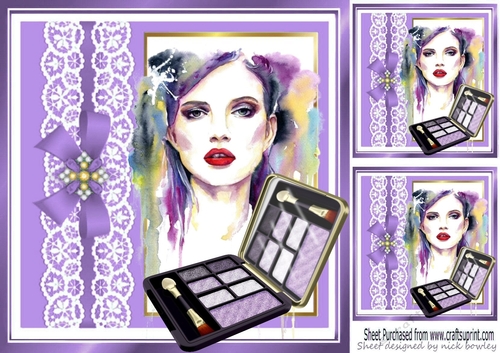 Art  work pretty lady in purple shades with lace/ makeup 8x8