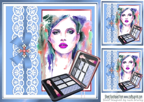 Art  work pretty lady in blue shades with lace/ makeup 8x8