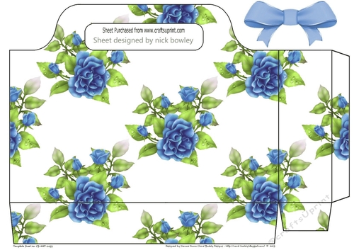 pretty blue roses with buds tote gift bag