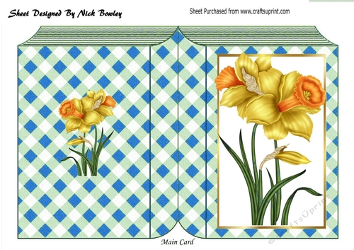 pretty daffodils on a blue gingham folded book