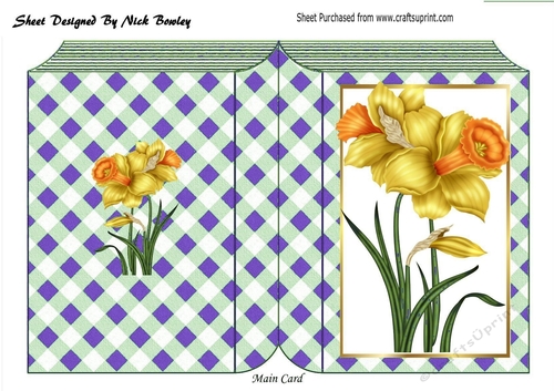 pretty daffodils on a purple gingham folded book