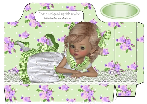 Pretty girl in purple floral lace tote gift bag
