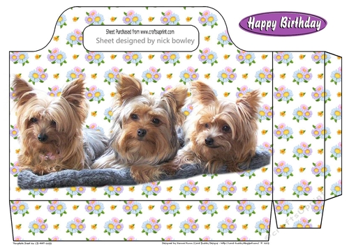 Cute trio of yorkie terriers on floral gift tote bag