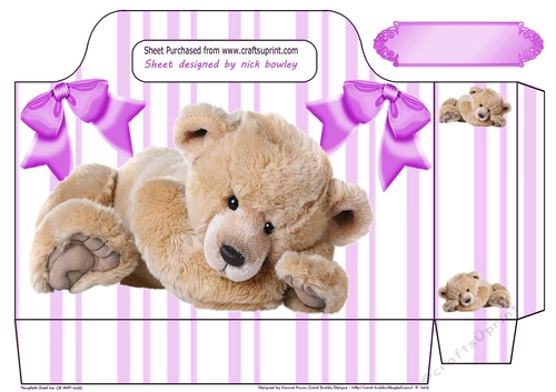 Gorgeous cuddly teddy lilac stripe tote gift bag