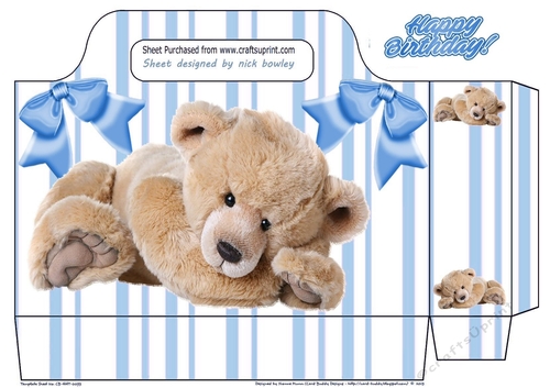 Gorgeous cuddly teddy blue stripe tote gift bag
