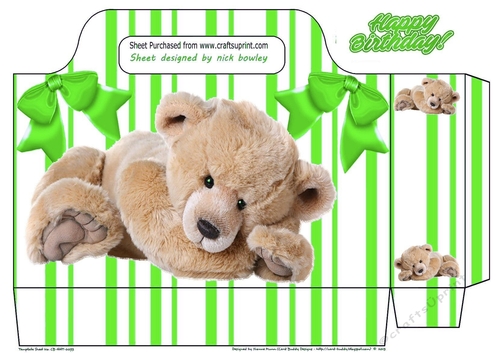 Gorgeous cuddly teddy green stripe tote gift bag
