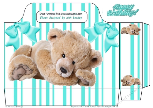 Gorgeous cuddly teddy turq stripe tote gift bag